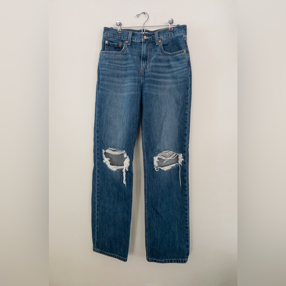 Levi’s Low Pro Straight Denim Jeans 100% Cotton Medium Blue Wash Size 27 x 30/31 - Picture 4 of 10